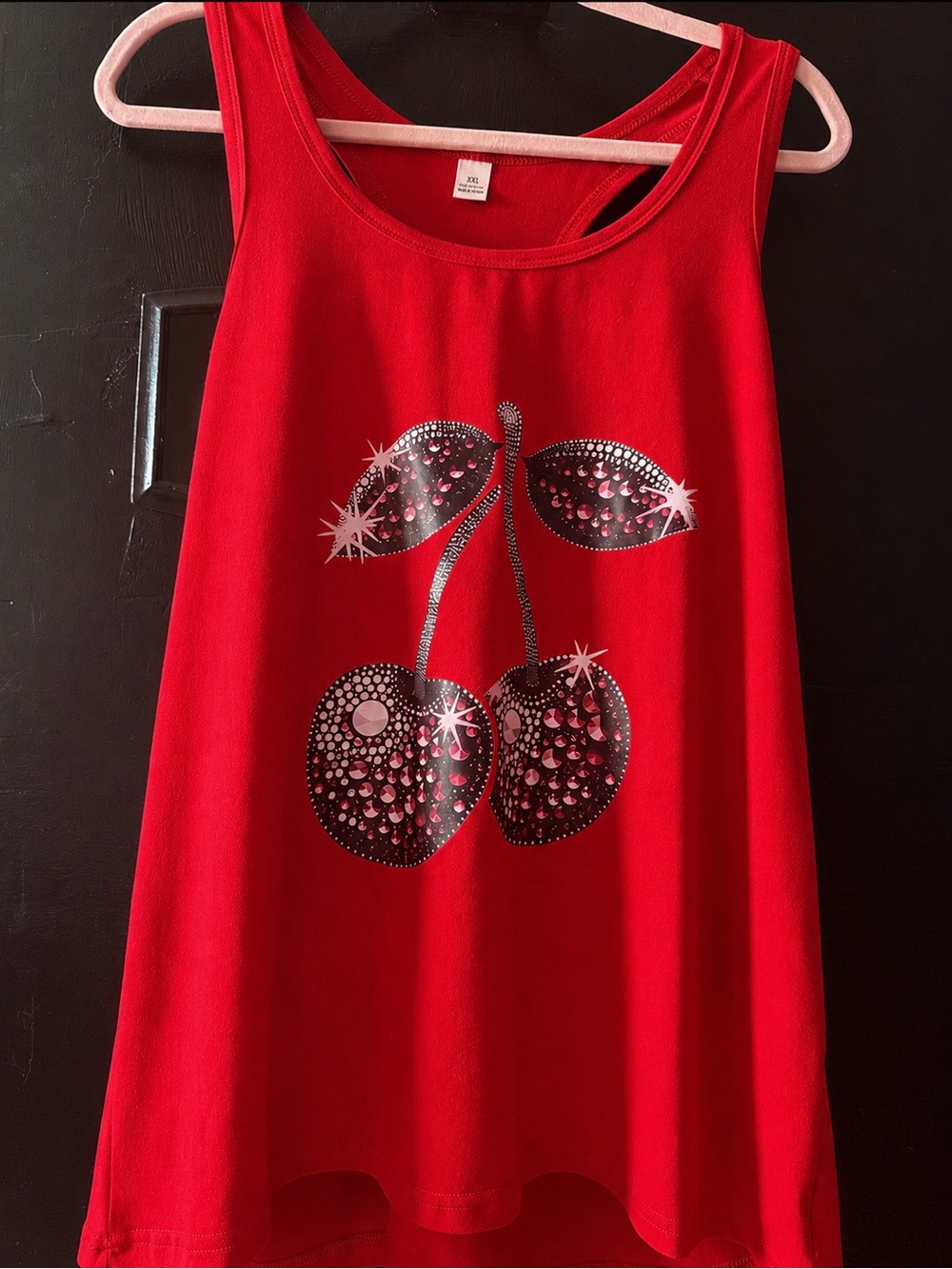 Girls' Red Cherry Tank Dress - Sparkle Graphic